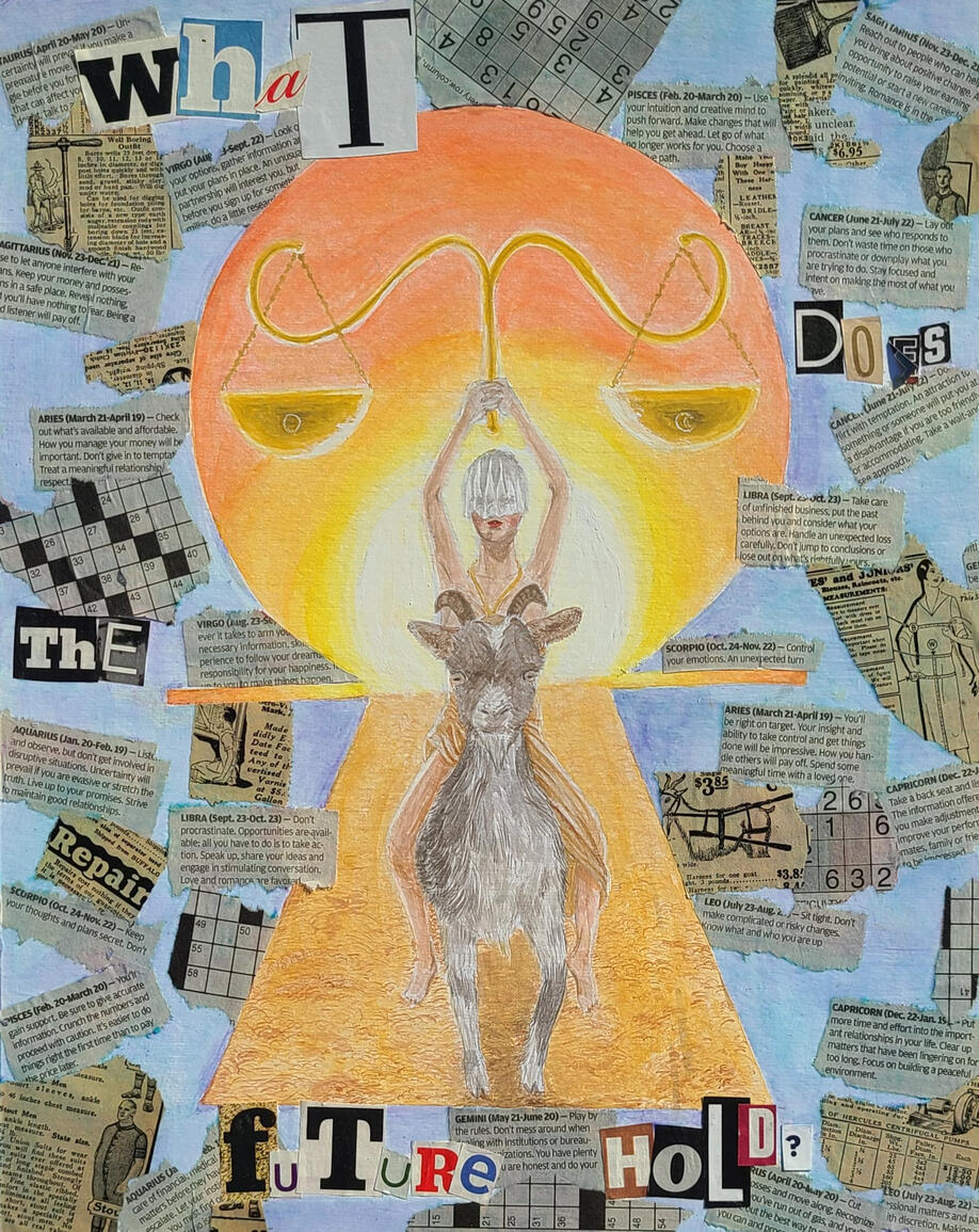 What does the Future Hold watercolor and collage 2020