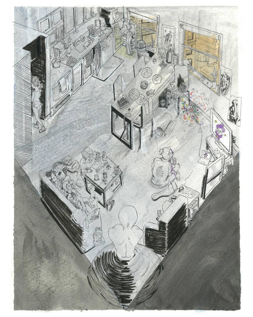 The Buck Ink pen on watercolor base 2023