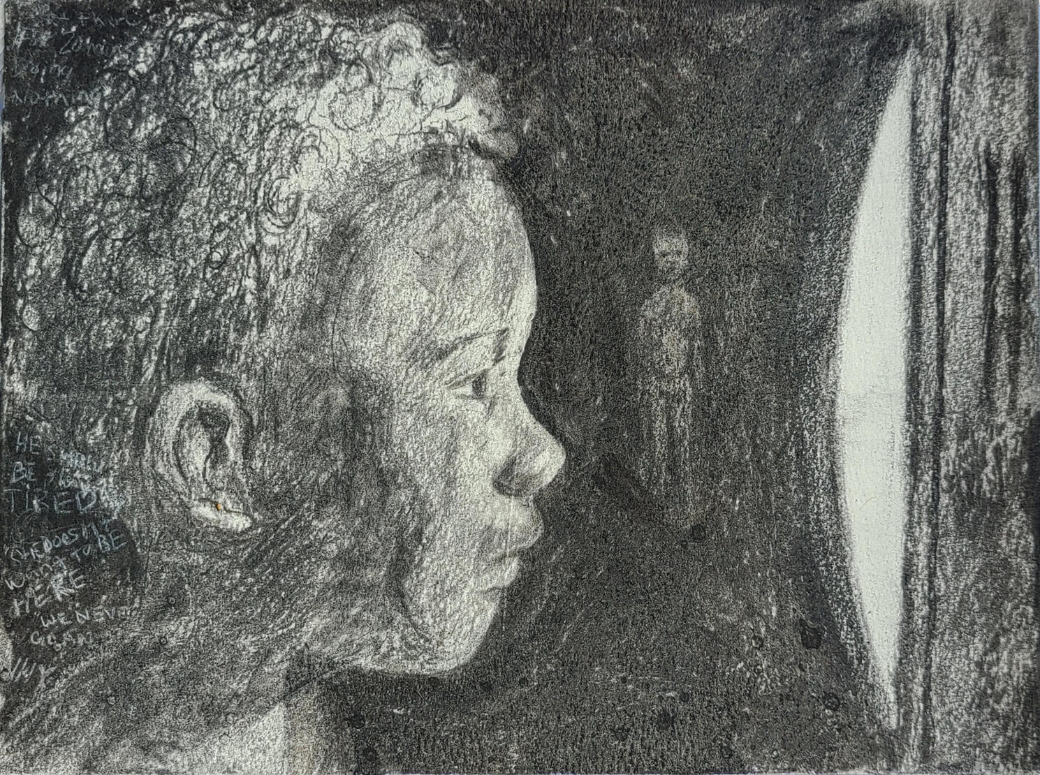 Constant Distraction charcoal on paper 2021