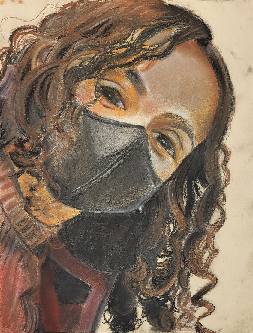 Masked Girl charcoal 2023